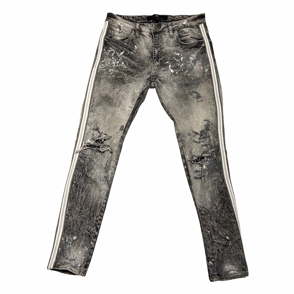 Jordan Craig Legacy Edition destructed jeans with white paint splatter